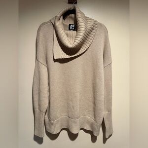 Alp N Rock Sasha Cowl Neck Knit Chunky Sweater tan Business Casual Women large